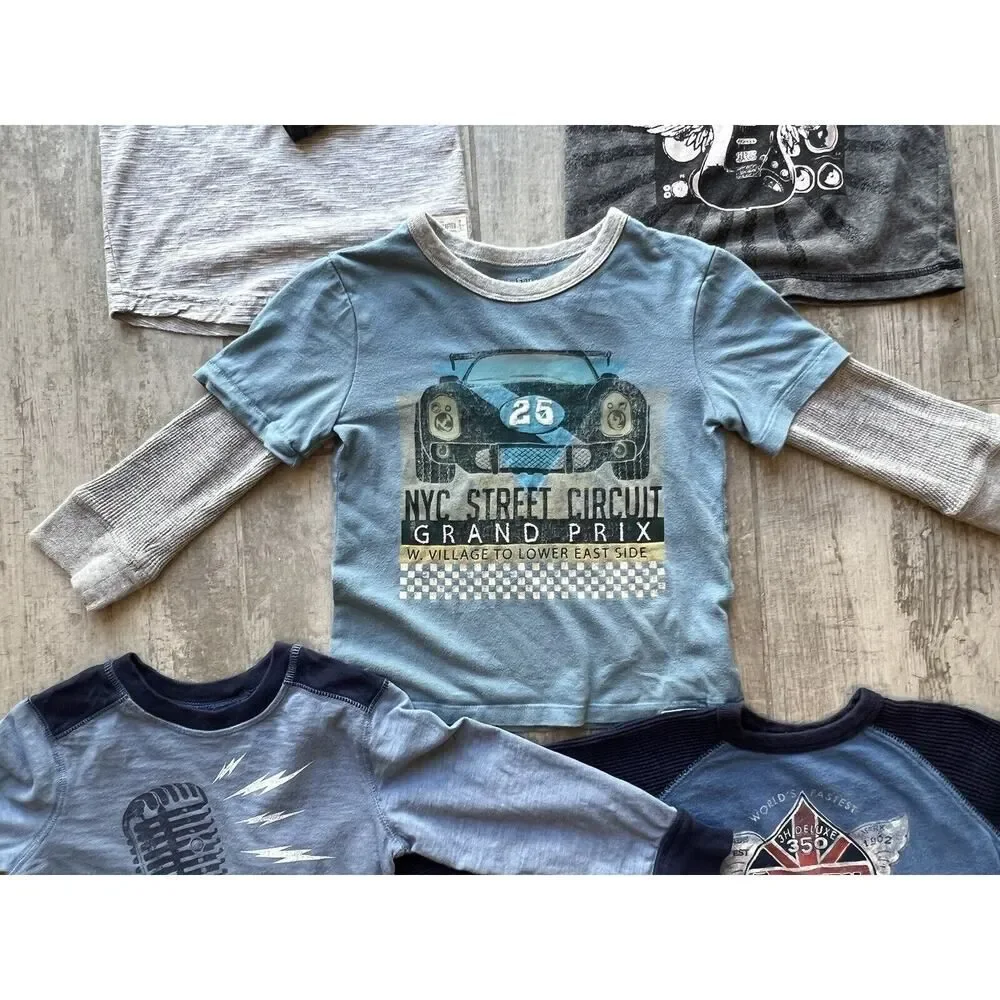 Baby Gap Set Lot of 5 Toddler Boys Long Sleeve Casual Everyday Shirts Tops 3T